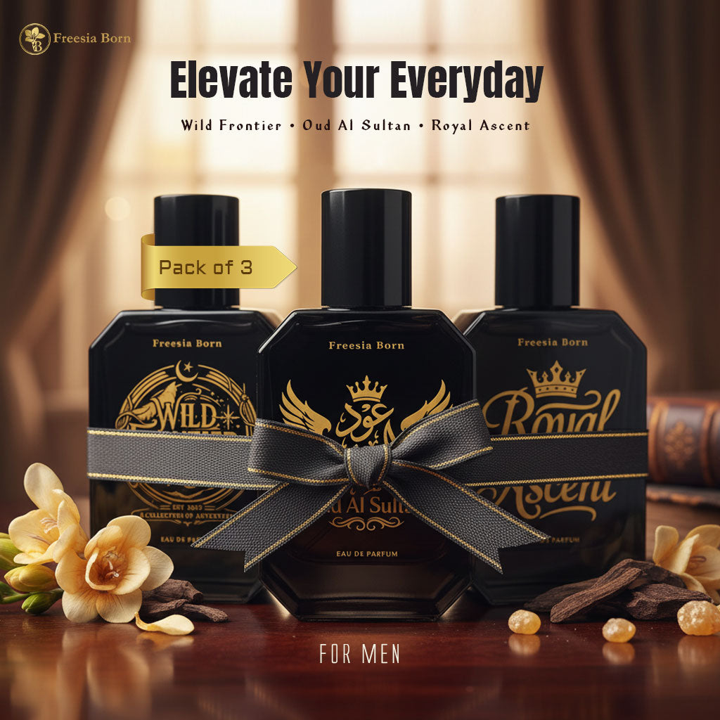 Bundle Offer 🎁Pack of 3 Perfumes – Royal Accent, Wild Frontier & Oud Al Sultan | Premium Men’s Fragrance Set