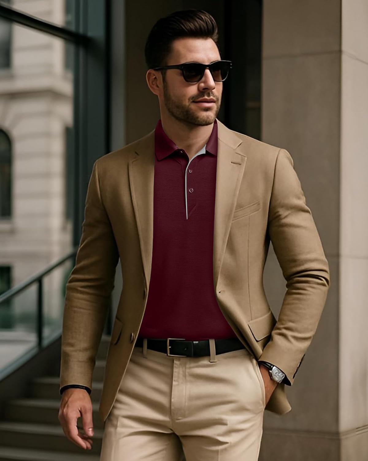 Golf Polo Shirt Regular Fit Moisture Wicking Quick Dry Performance Short Sleeves Polo