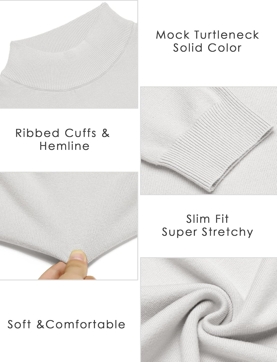 Mock Turtleneck Slim Fit Pullover Sweater Casual Basic Knitted Thermal Sweaters