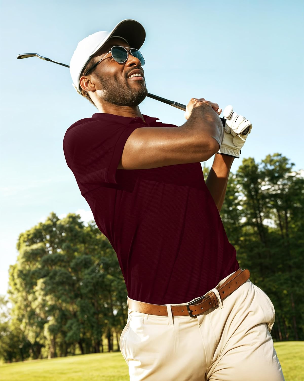 Golf Polo Shirt Regular Fit Moisture Wicking Quick Dry Performance Short Sleeves Polo