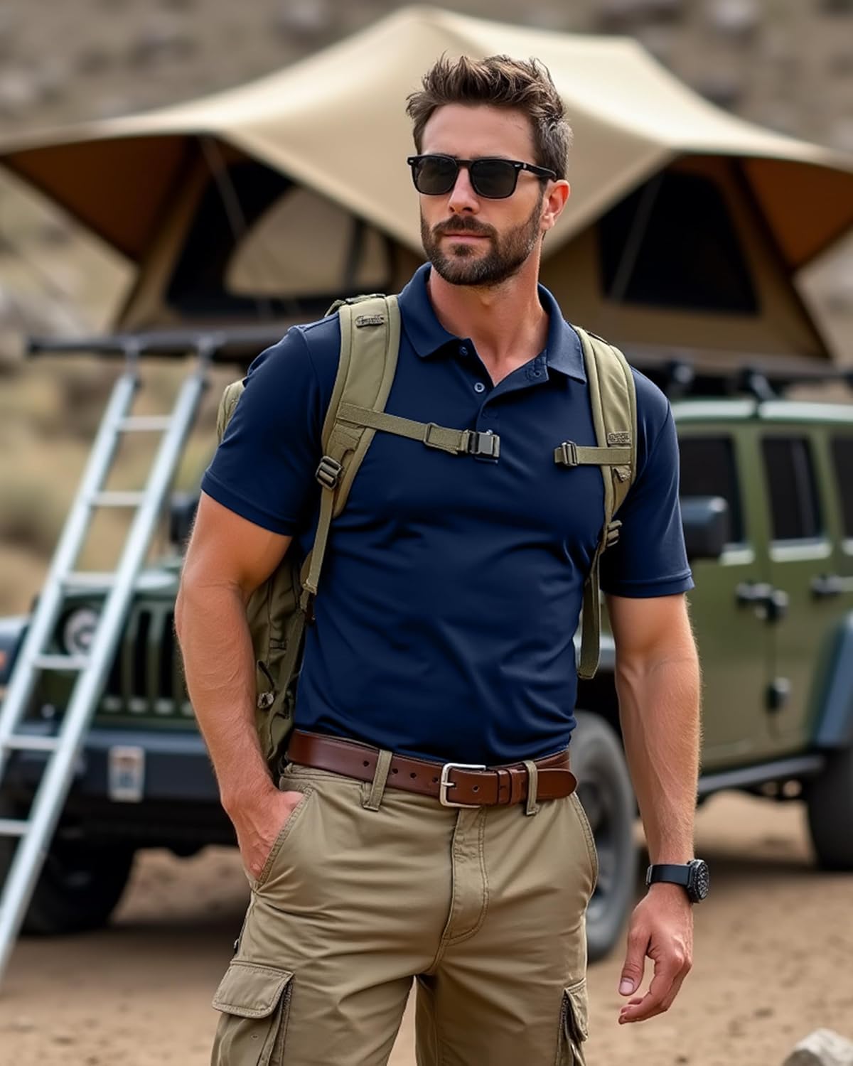 Polo Shirt Short Sleeves Quick Dry Performance Tactical Pique Jersey Golf Shirt